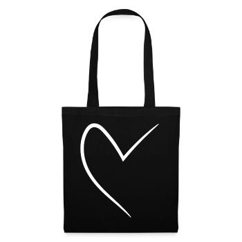 White Half Heart - Tote Bag - black - Front