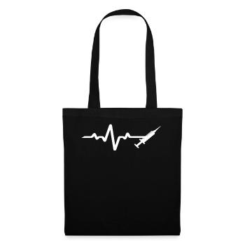 Conception de seringue blanche avec ligne ECG - Sac en tissu - noir - Devant