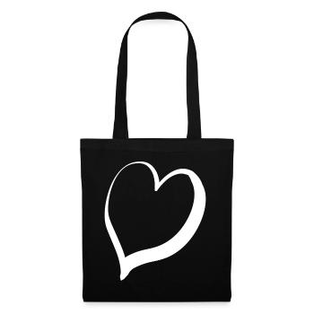 Grand Cœur Blanc - Sac en tissu - noir - Devant