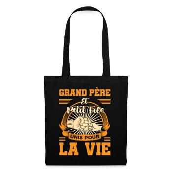 Cadeau grand père et petit fils unis pour la vie - Sac en tissu - noir - Devant