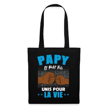 papy petit fils unis pour la vie check humour - Sac en tissu - noir - Devant