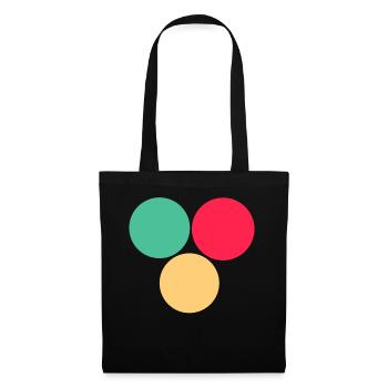 Trois cercles- vert- rouge- jaune - Sac en tissu - noir - Devant
