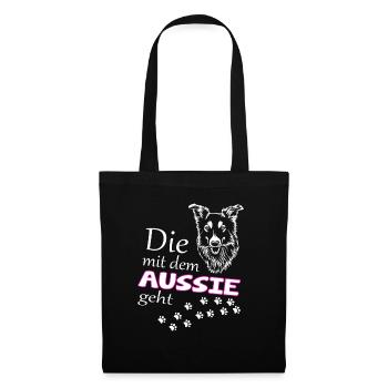 Die mit dem Aussie geht Australian Shepherd - Stoffbeutel - Schwarz - Vorne