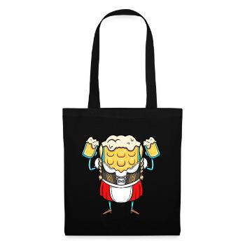 Boire une tasse de bière dans une bière bavaroise costumée - Sac en tissu - noir - Devant