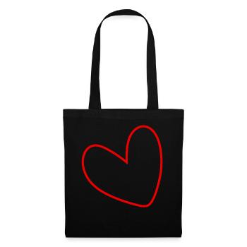 Cœur rouge simple - Sac en tissu - noir - Devant