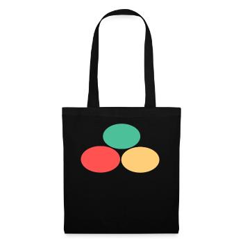 Trois points- Vert- Rouge- Jaune - Sac en tissu - noir - Devant