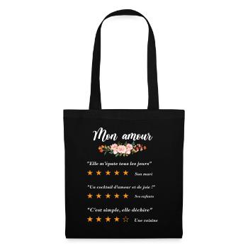 Mon amour citation fleurs critique fan film couple - Sac en tissu - noir - Devant