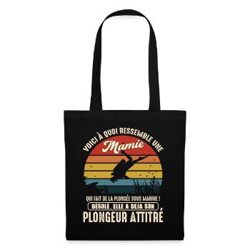 mamie pratiquante plongée sous marine plongeur - Sac en tissu - noir - Devant