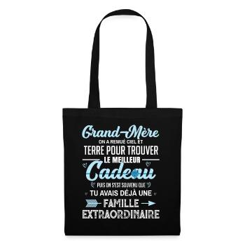 Meilleur cadeau grand mère citation coeur ruban - Sac en tissu - noir - Devant