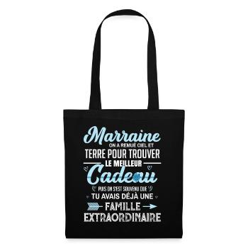 Meilleur cadeau demande annonce marraine coeur - Sac en tissu - noir - Devant