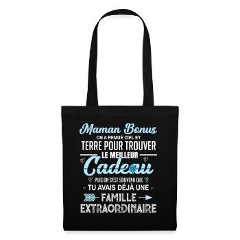 Meilleur cadeau maman bonus citation coeur ruban - Sac en tissu - noir - Devant