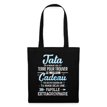 Meilleur cadeau tata citation coeur ruban tante - Sac en tissu - noir - Devant