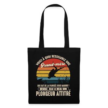 grand mère pratiquante plongée sous marine - Sac en tissu - noir - Devant