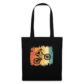 Radfahrer Mountainbike - Retro Style - Stoffbeutel - Schwarz - Vorne
