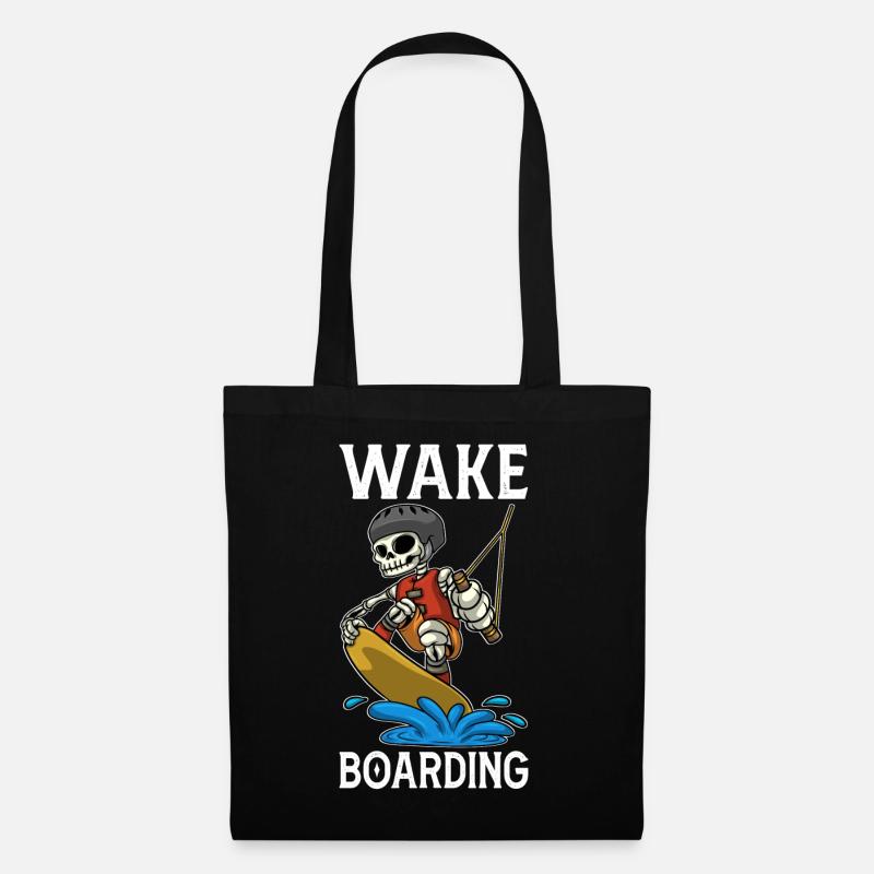 Wakeboarder Skelett auf dem Wakeboarden - Stoffbeutel - Schwarz
