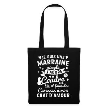 marraine coudre couture propriétaire chat - Sac en tissu - noir - Devant