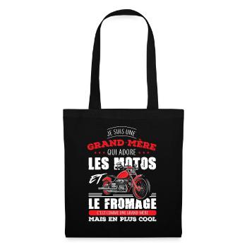 grand mère motarde adore motos fromage mamie - Sac en tissu - noir - Devant