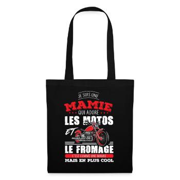 mamie motarde adore les motos fromage grand mère - Sac en tissu - noir - Devant