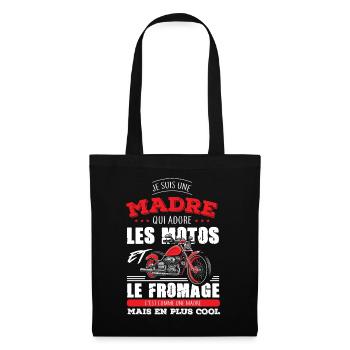 madre motarde adore les motos fromage plus cool - Sac en tissu - noir - Devant