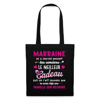 Meilleur cadeau demande annonce marraine coeur - Sac en tissu - noir - Devant