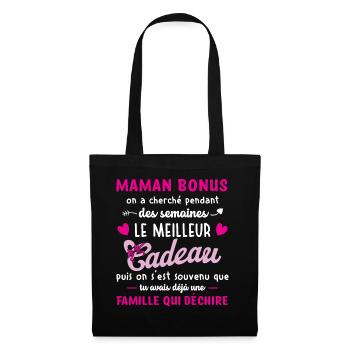 Meilleur cadeau maman bonus citation coeur ruban - Sac en tissu - noir - Devant