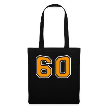Zahl 60 Orange - Stoffbeutel - Schwarz - Vorne