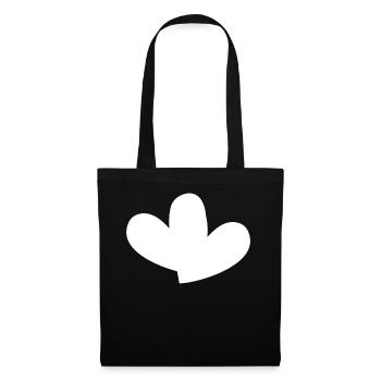 Double Cœur Blanc - Sac en tissu - noir - Devant