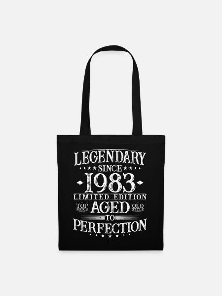 Legendär 1983 Jahrgang geboren Geburtstag Geschenk - Stoffbeutel - Schwarz