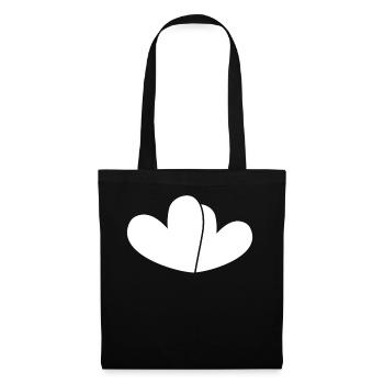 Double Coeur Blanc - Sac en tissu - noir - Devant