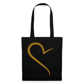Conception simple à moitié cœur jaune - Sac en tissu - noir - Devant