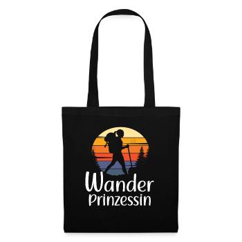 Wanderprinzessin Wandern Bergsteigen Retro Vintage - Stoffbeutel - Schwarz - Vorne