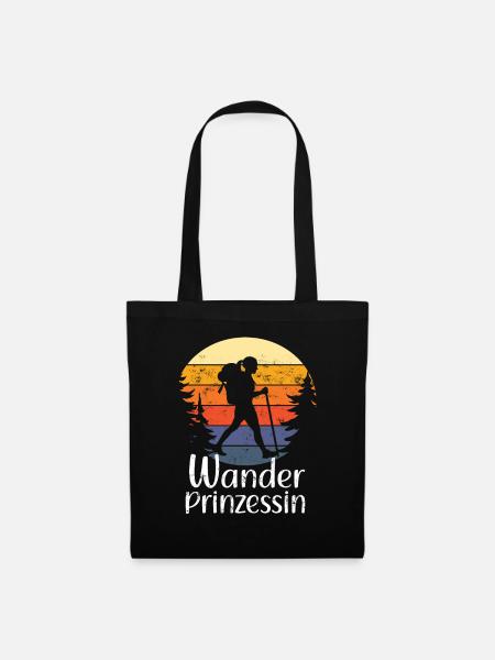 Wanderprinzessin - Retro Vintage - Stoffbeutel - Schwarz