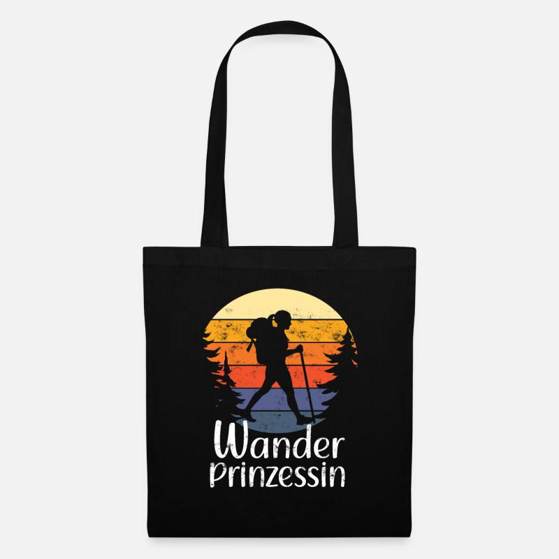 Wanderprinzessin - Retro Vintage - Stoffbeutel - Schwarz