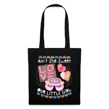 Bébé, bébé fille bébé fille disant avec arc-en-ciel - Sac en tissu - noir - Devant