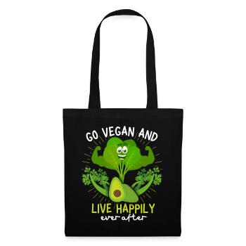 Lustiger Veganer Spruch mit Sellerie und Spinat - Stoffbeutel - Schwarz - Vorne