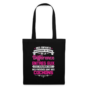 humour fête des mères maman propriétaire cochons - Sac en tissu - noir - Devant