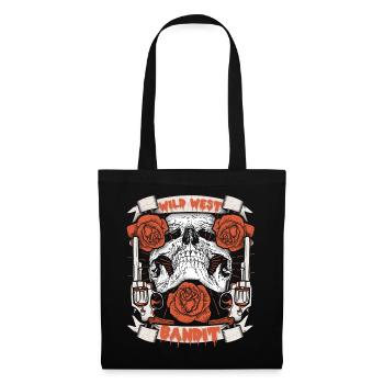 Far West, Crâne, Skull Revolver, Sort - Sac en tissu - noir - Devant