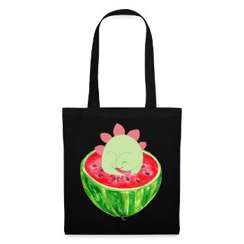 Süßer Dino auf Melone 💗 Design für die Familie - Stoffbeutel - Schwarz - Vorne