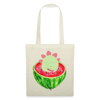 Süßer Dino auf Melone 💗 Design für die Familie - Stoffbeutel - Natur - Vorne