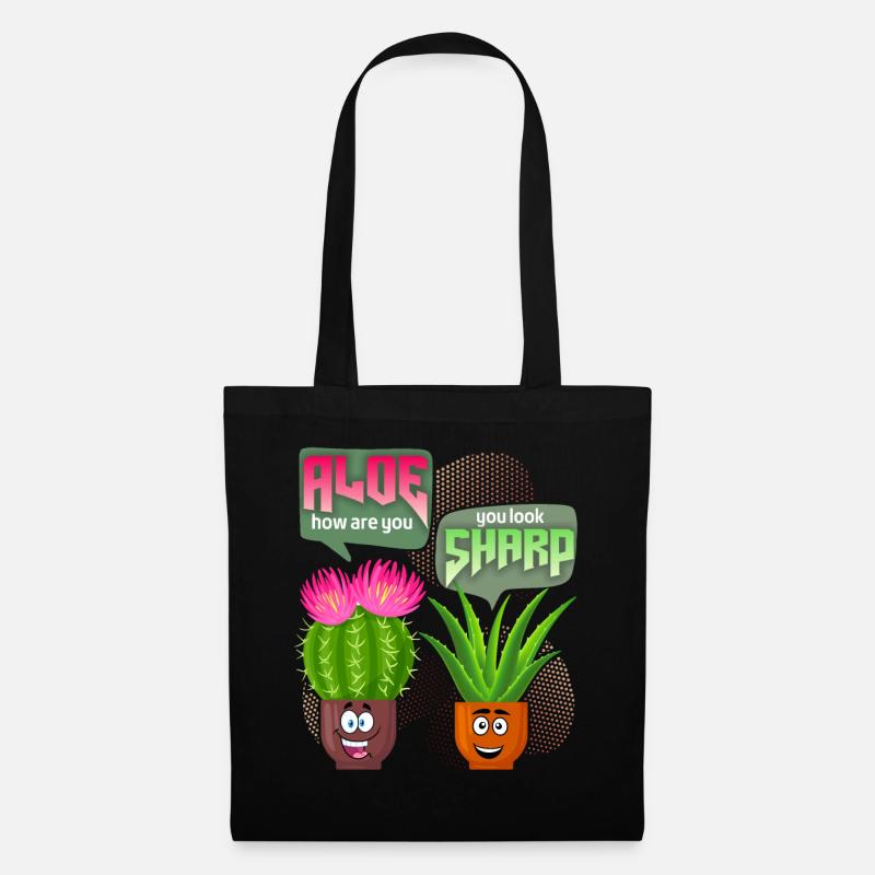 Aloe Vera, Kaktus-Cactus, lustiger Spruch, Pun - Stoffbeutel - Schwarz