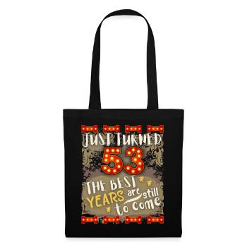 53. Geburtstag 53 Jahre alt Vintage-Design, Spruch - Stoffbeutel - Schwarz - Vorne