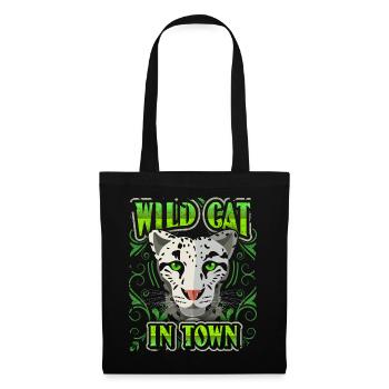 Chat sauvage, dicton drôle, panthère lion tigre - Sac en tissu - noir - Devant