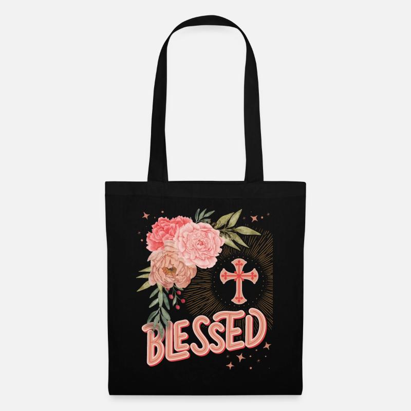 Blessed-by-Jesus, Gesegnet durch Jesus Christus - Stoffbeutel - Schwarz