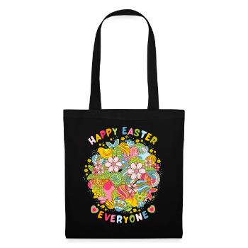 Happy Easter everyone, Frohe Ostern Vintage-Retro - Stoffbeutel - Schwarz - Vorne