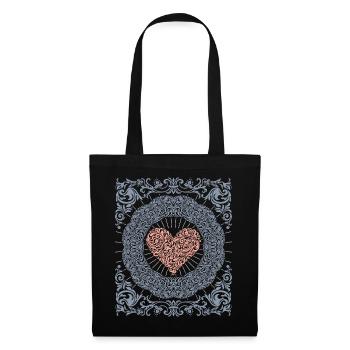 Ornement de cœur, motif romantique de la Saint-Valentin - Sac en tissu - noir - Devant