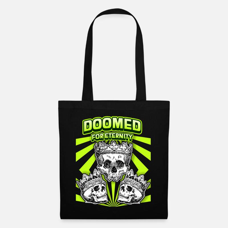 Mittelalter Totenkopf , Skull, Spruch, Biker-Desig - Stoffbeutel - Schwarz