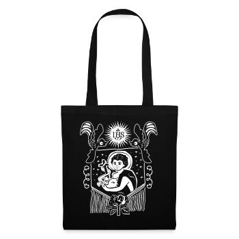 Jésus-Christ, art populaire, IHS, Jésus avec des brebis - Sac en tissu - noir - Devant