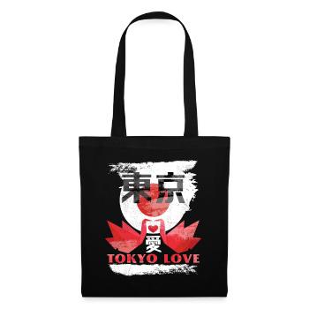 Tokyo-Love, Tokyo-City, Origami-Kraniche - Stoffbeutel - Schwarz - Vorne