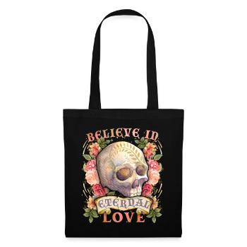 Skull Skull Skull with Vintage Roses, Saying - Tote Bag - black - Front
