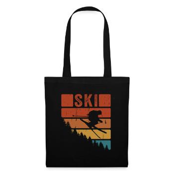Skier Skifahren Vintage Berg Wintersport Ski - Stoffbeutel - Schwarz - Vorne